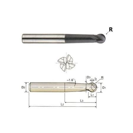 Yg-1 Tool 4 Flute Long Ball Economic Carbide - Metric X-Power EM673160